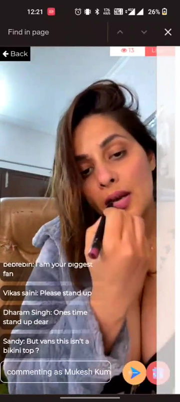Vansheen Verma Showing Deep Cleavage & Navel to Tease on App Live ~ Omg Bikini live