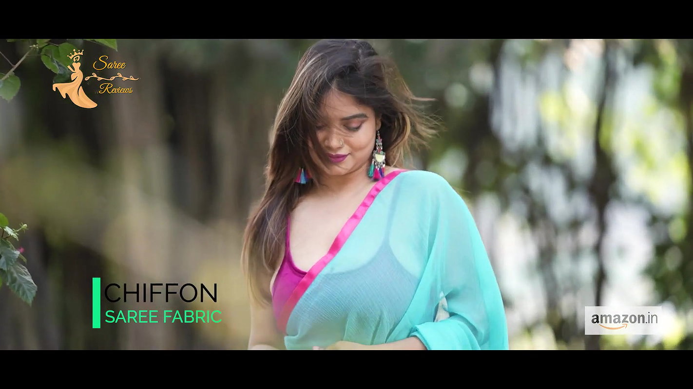 Sayani Generic Brand Feat Sky Blue Chiffon Saree Amazon India