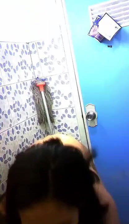 Cute Girl Stripping Naked and cutting her Pussy Hairs before bathing