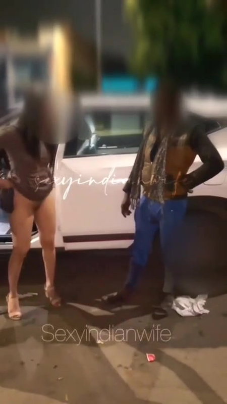 Sexy Indian wife dare nude in street public strip dress