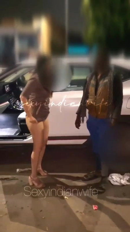 Sexy Indian wife dare nude in street public strip dress