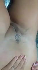 Cute chubby girl having tattoo on pussy