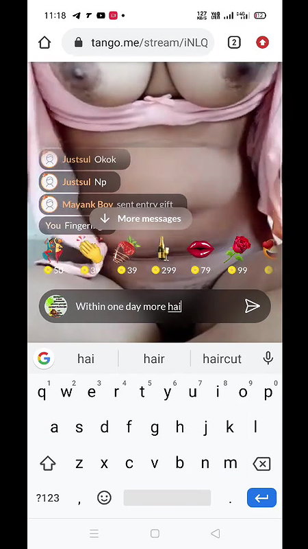 Sana Sana Showing Boobs & Pussy on PREMIUM Tango Live