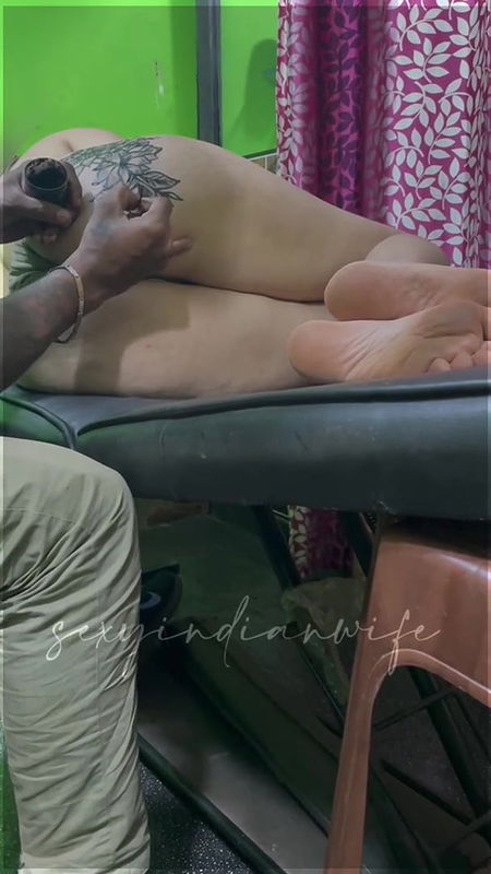 sexyindianwife Getting Tattoo on Naked Boobs & Ass