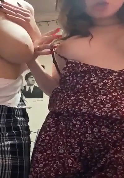 Hot Horny Lesbians with Massive Tits Kissing