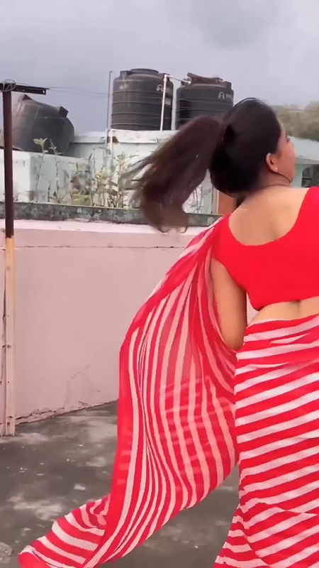 sanchita sexy navel in red saree