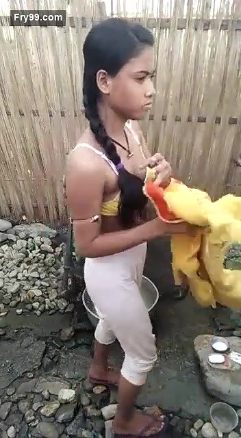 Bathing village teen