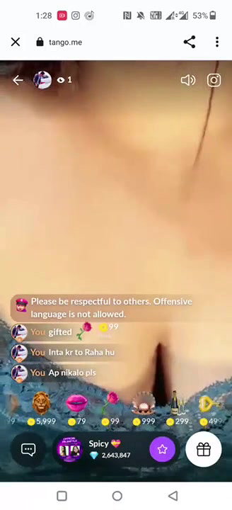 Spicy aka Mishri Showing Boobs on PREMIUM 121 Tango Live