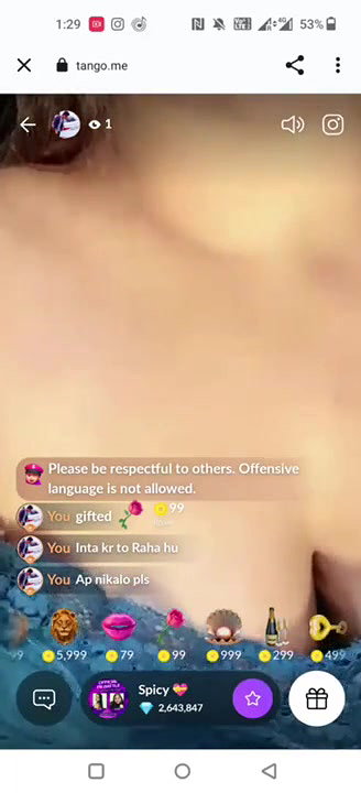 Spicy aka Mishri Showing Boobs on PREMIUM 121 Tango Live