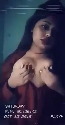 Sexy College Teen Showing & Playing with Boobs