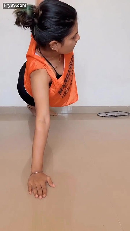 Awesome beautiful girl bending boobs milky white boobs popping out
