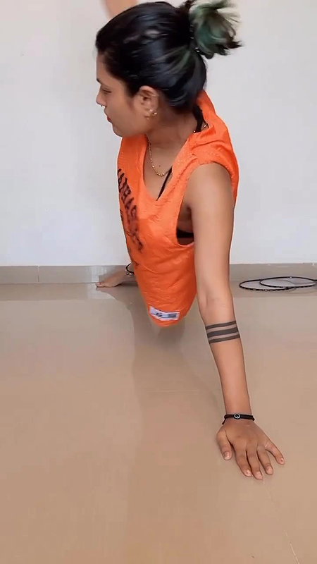 Awesome beautiful girl bending boobs milky white boobs popping out