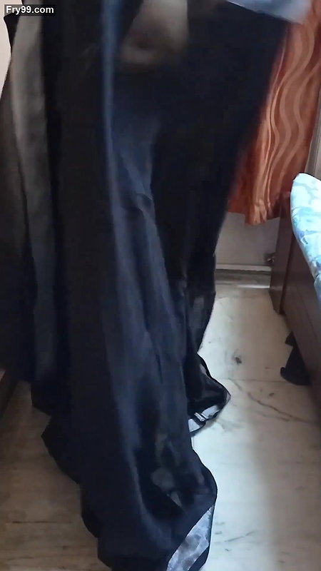 Beautiful Bengali Lady Sexy Navel in black Saree d