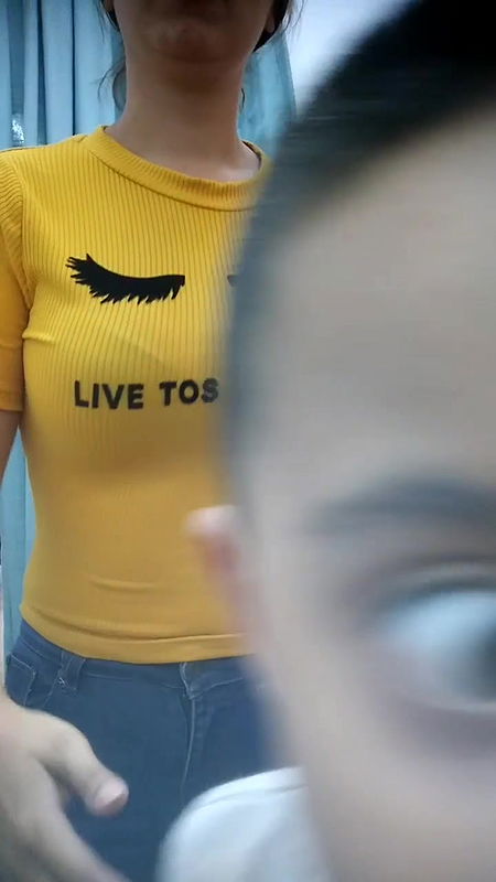 Sexy babe Milky Boobs exposed in black bra in trial room