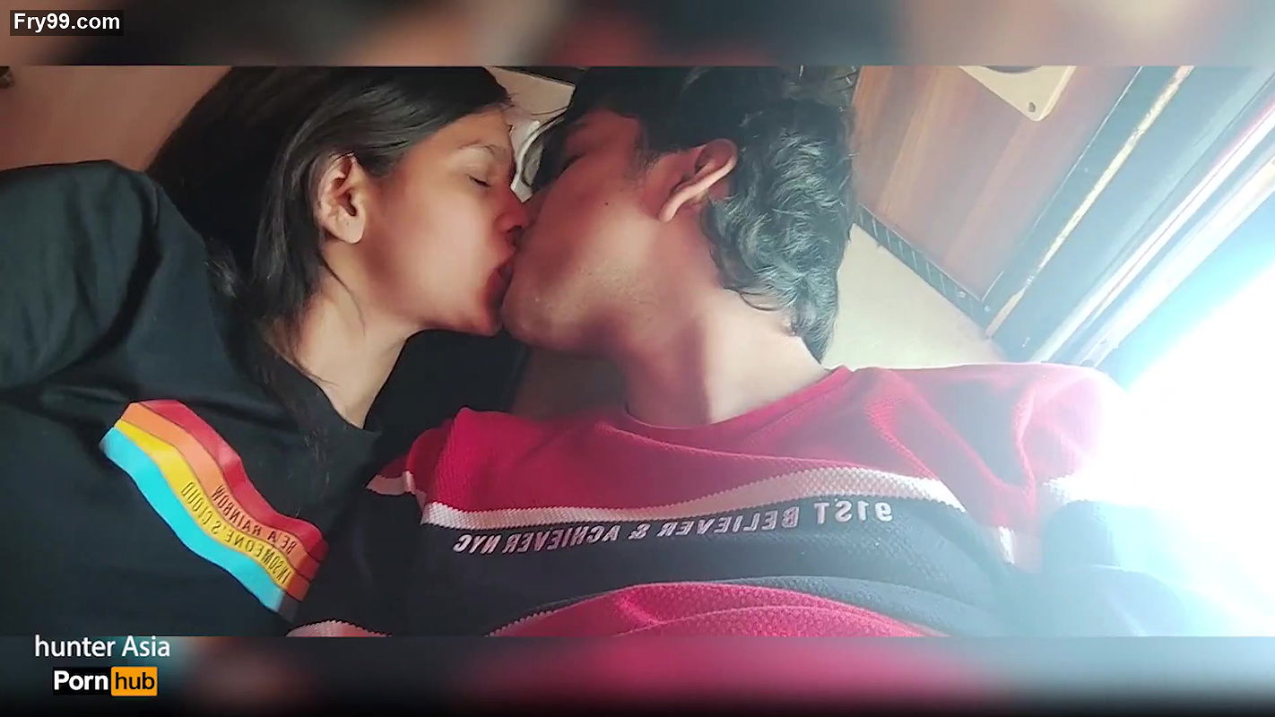 Indian Teen Couple Kissing in the Bus