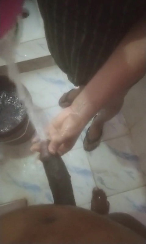 Husband and wife bathing and enjoying