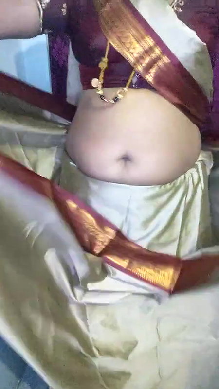 Tamil Aunty Silk Saree Draping