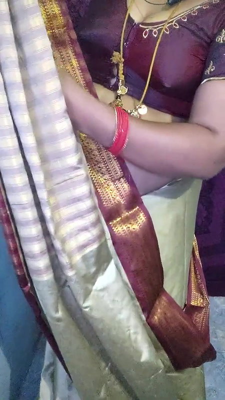 Tamil Aunty Silk Saree Draping