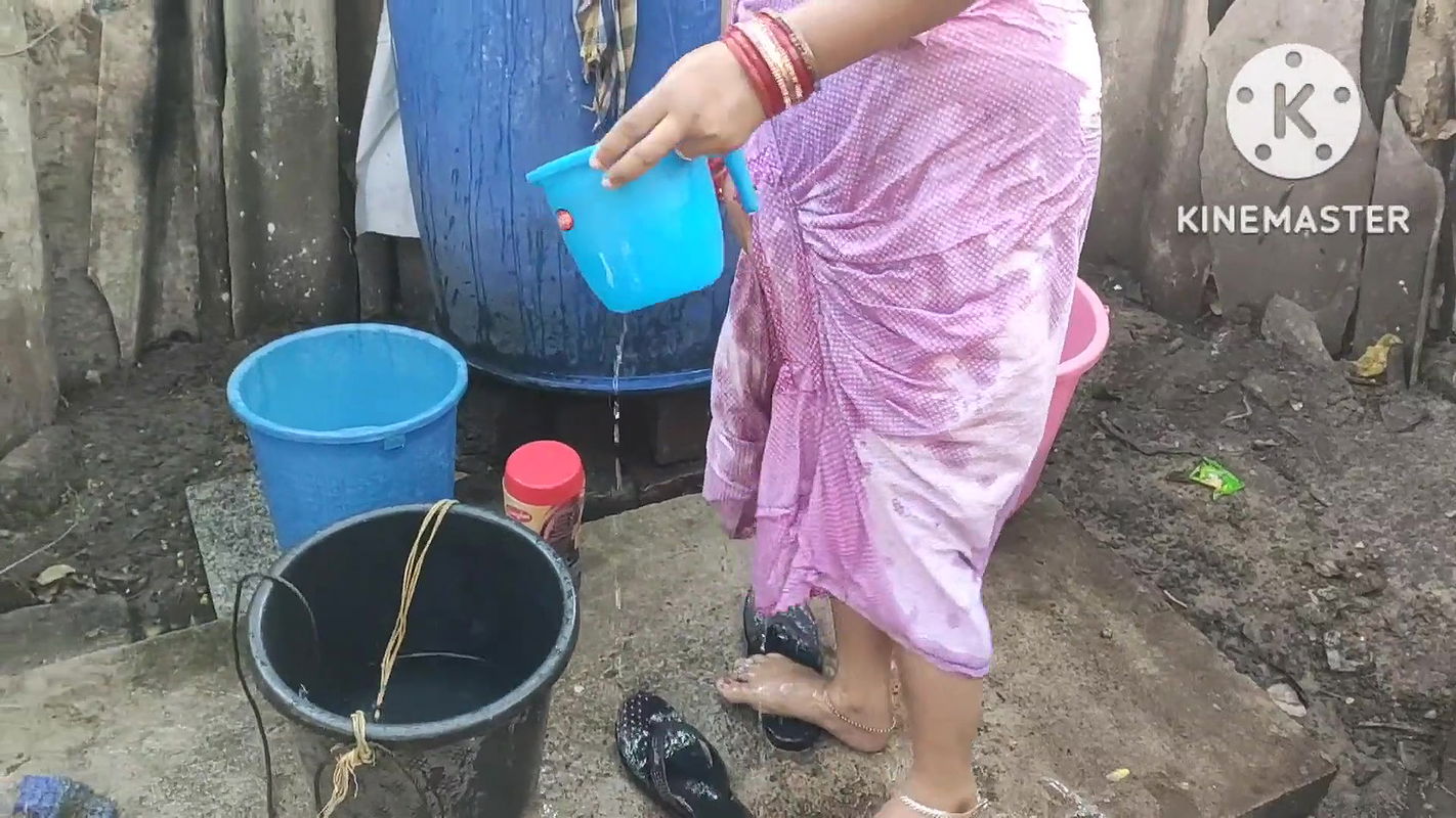 Anita Yadav bathing at night