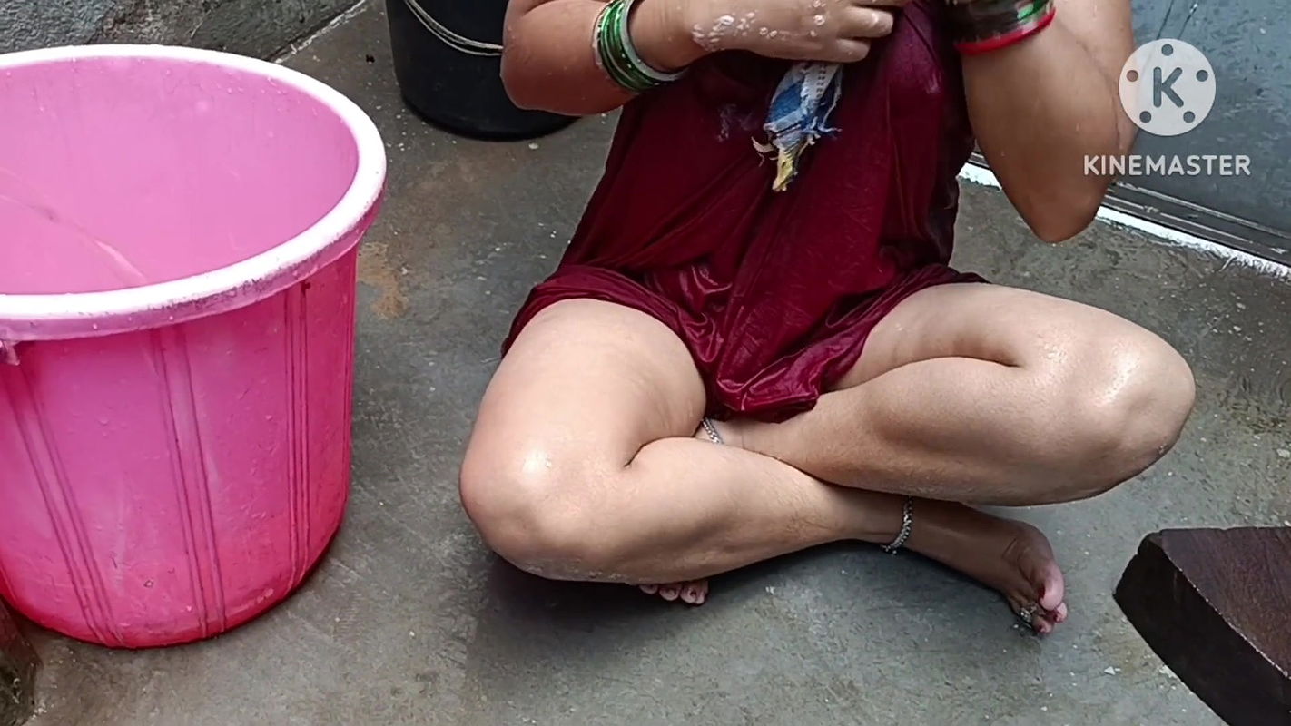 Wet Indian Housewife Outside