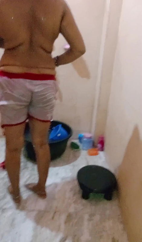 Indian Desi hot cheating housewife take a shower and play with boobs and pussy