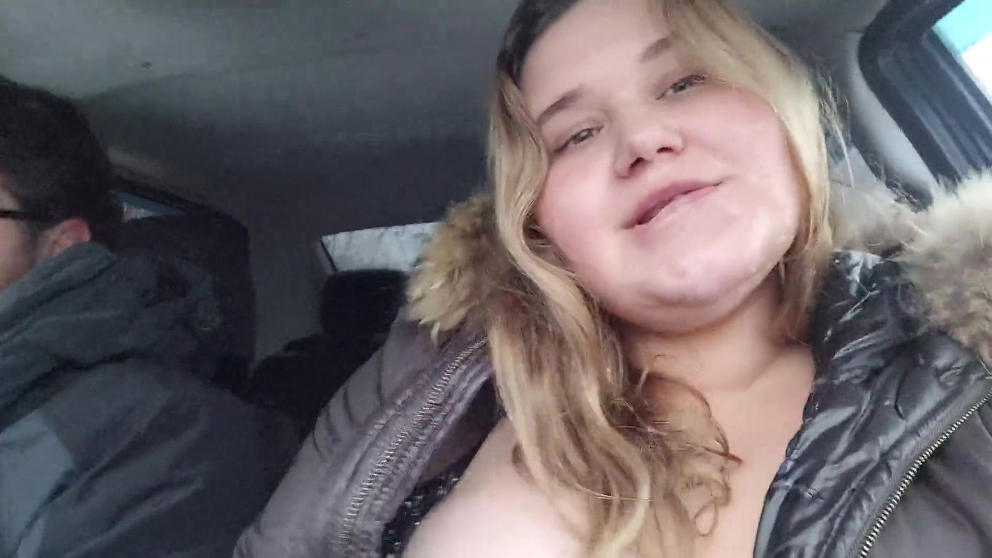 Cum on the face of a cutie with big tits, and she got excited and started taking selfies