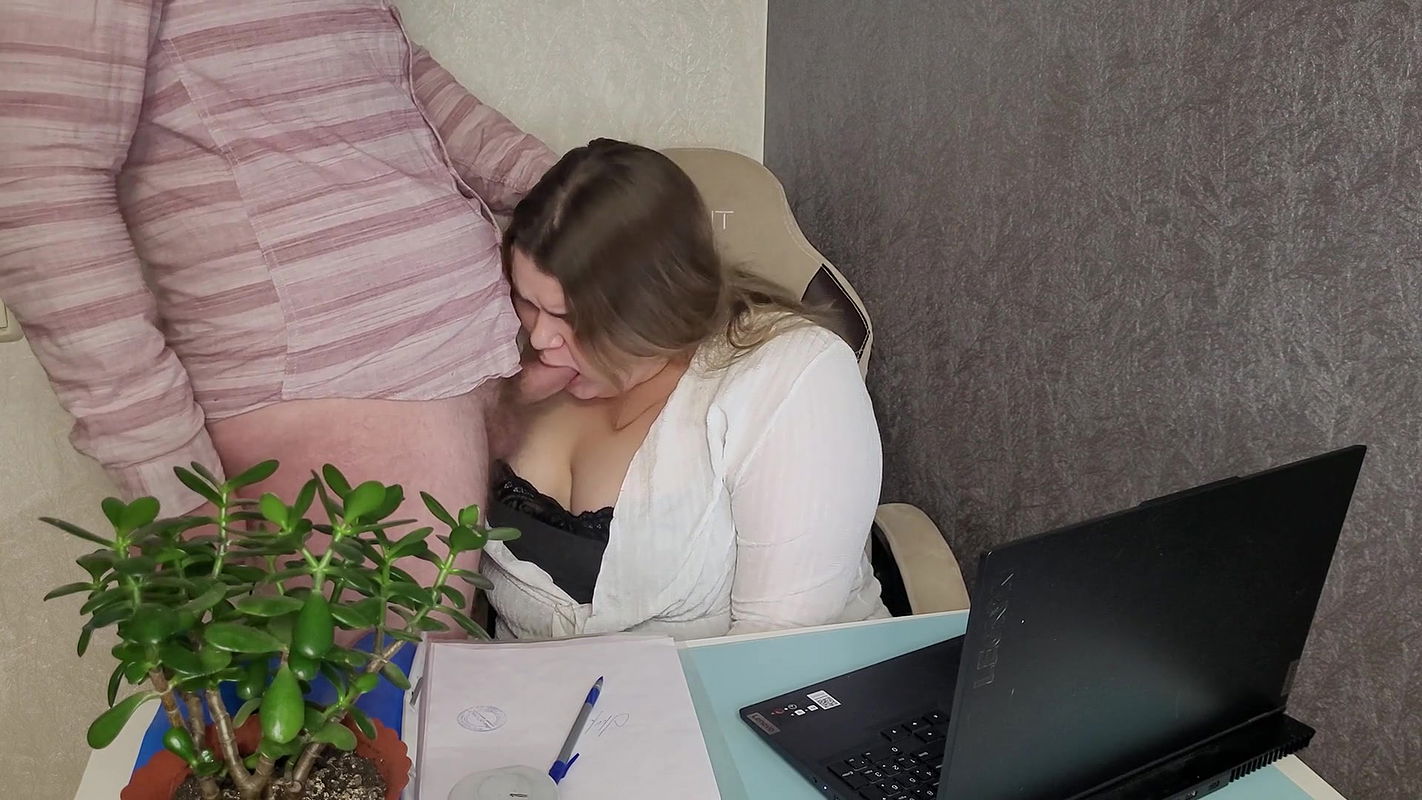 Fucked the sexy bbw secretary doggy style and cum on her swollen nipples