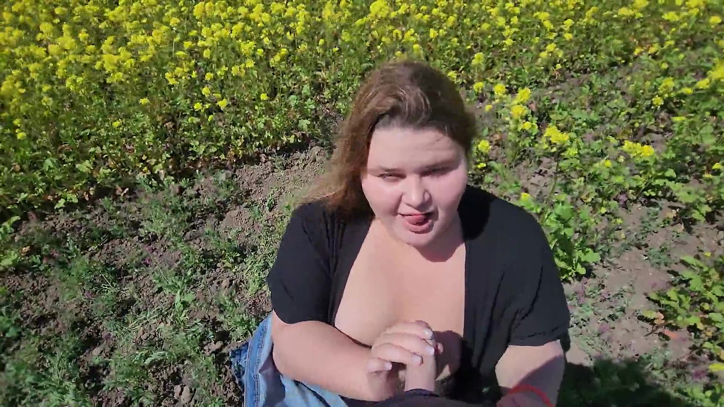 Hottie with huge tits sucks cock and masturbates her wet pussy in nature