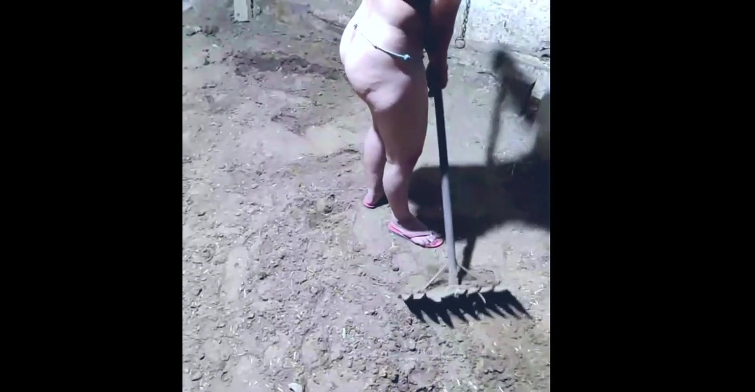 Nude desi housewife working in her farm