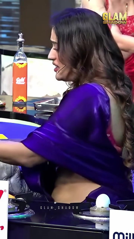 anumol sexy wide tummy in violet saree 22