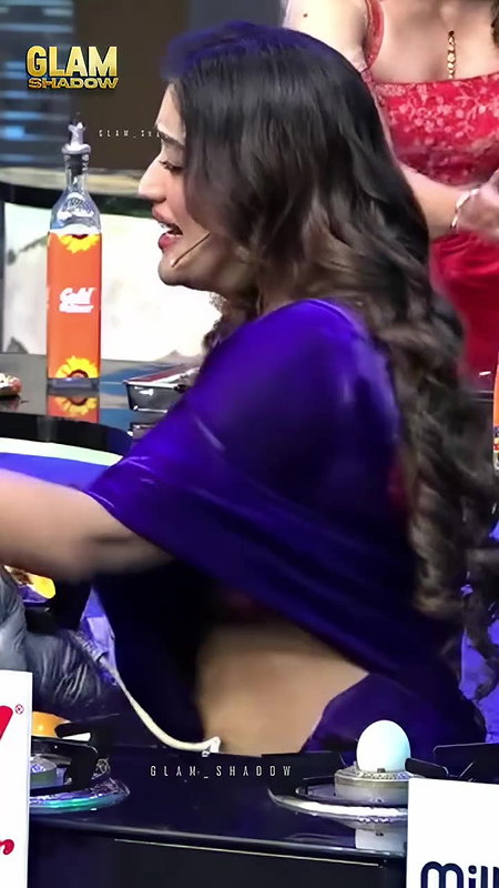 anumol sexy wide tummy in violet saree 22