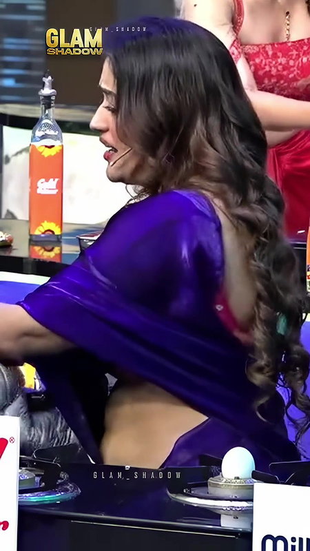 anumol sexy wide tummy in violet saree 22