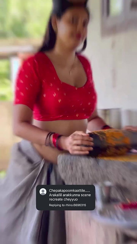 purpleycon sexy tempting boobs,navel in red blouse 22