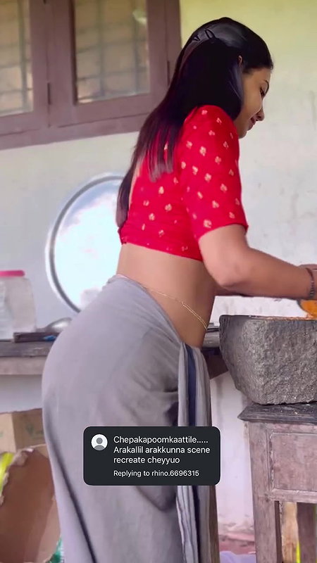 purpleycon sexy tempting boobs,navel in red blouse 22