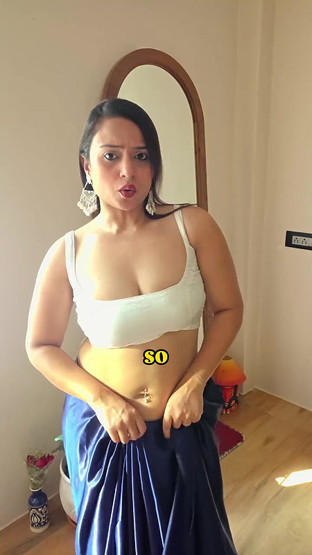fleshy desi belly dancer in white top and midy 22