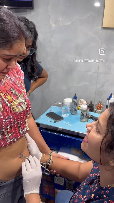 cute chubby girl crying while navel piercing 22
