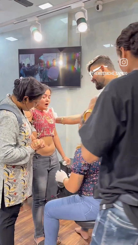 cute chubby girl crying while navel piercing 22