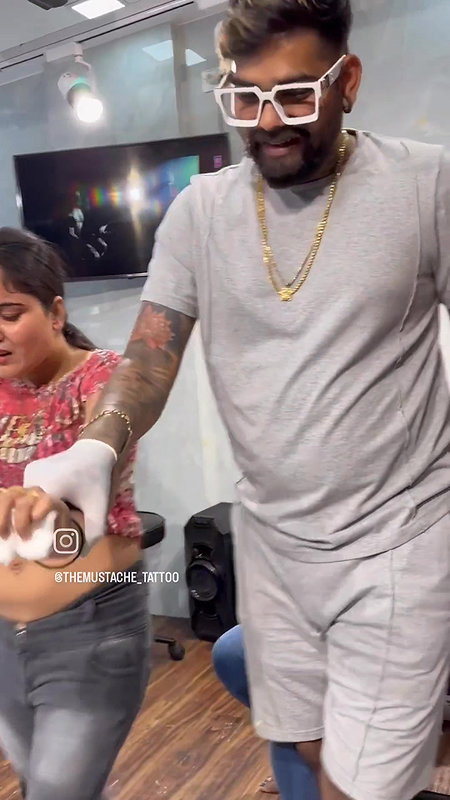 cute chubby girl crying while navel piercing 22