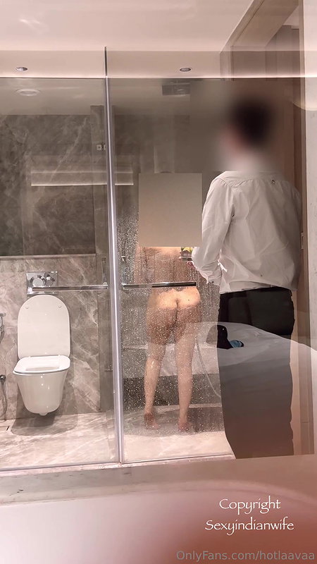 Sexyindianwife taking nude shower front of waiter and touched by him 22