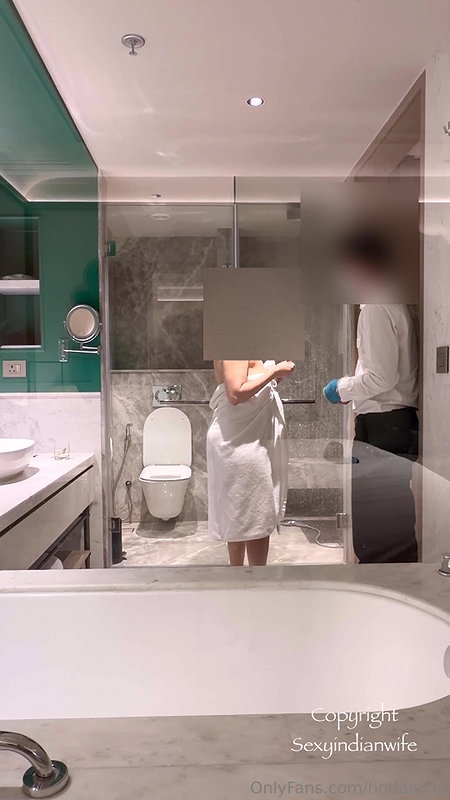 Sexyindianwife taking nude shower front of waiter and touched by him 22