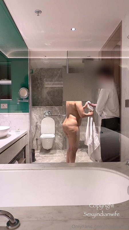 Sexyindianwife taking nude shower front of waiter and touched by him 22
