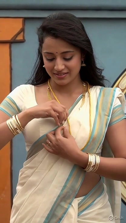 Trisha adjusting saree wantedly to reveal and tempt 26