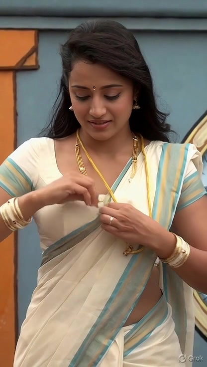 Trisha adjusting saree wantedly to reveal and tempt 26
