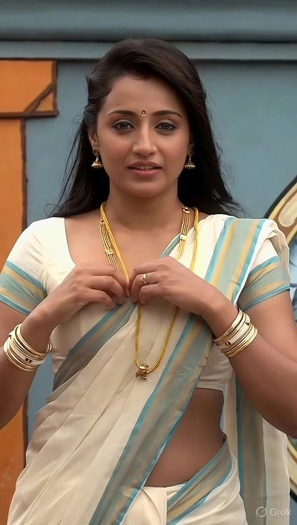 Trisha adjusting saree wantedly to reveal and tempt 27
