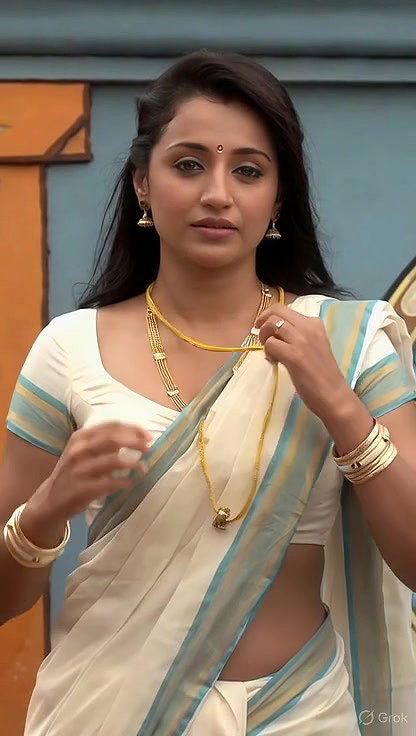 Trisha adjusting saree wantedly to reveal and tempt 27