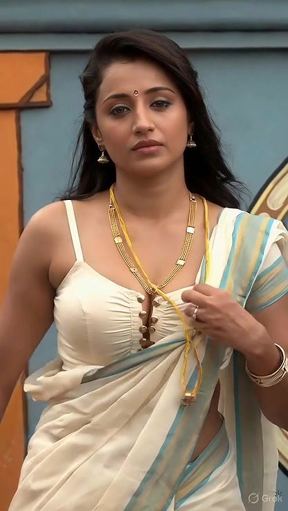 Trisha adjusting saree wantedly to reveal and tempt 27