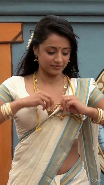 Trisha adjusting saree wantedly to reveal and tempt 28