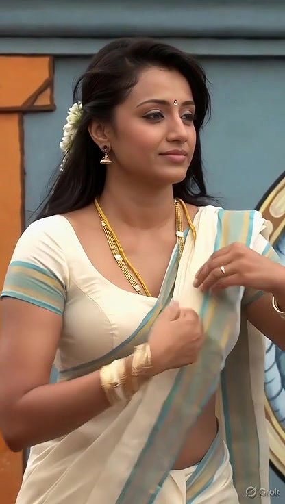 Trisha adjusting saree wantedly to reveal and tempt 29