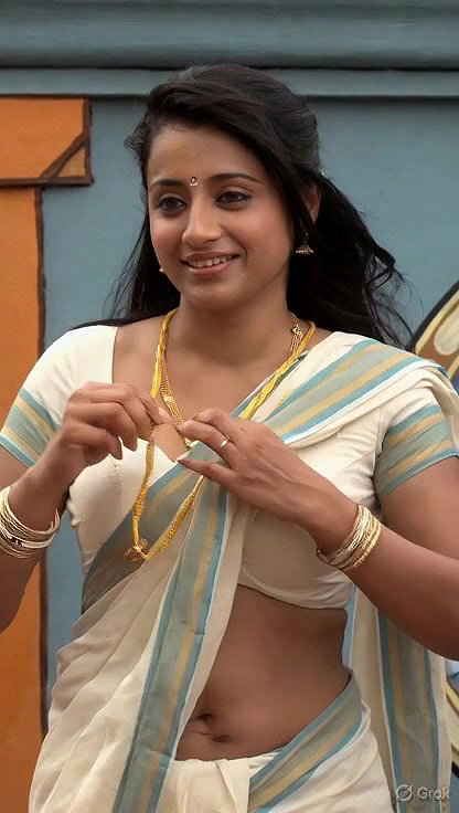 Trisha adjusting saree wantedly to reveal and tempt 210