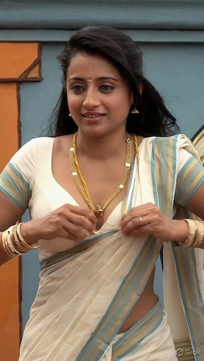 Trisha adjusting saree wantedly to reveal and tempt 210